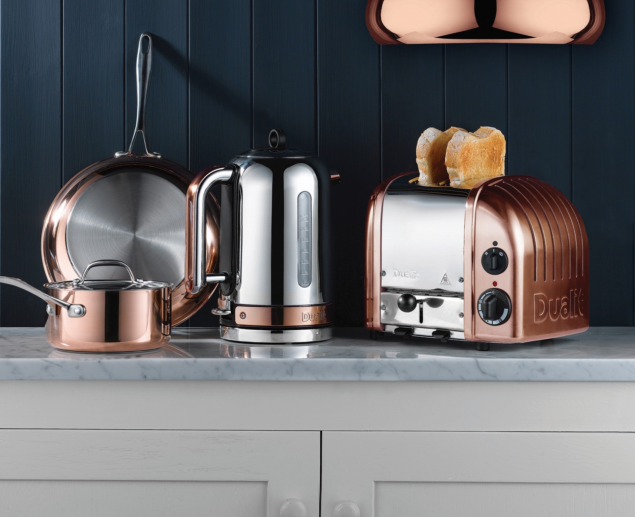 Dualit Toaster Paket 3, 2er Toaster mit Brötchenaufsatz und zwei Sandwichzangen